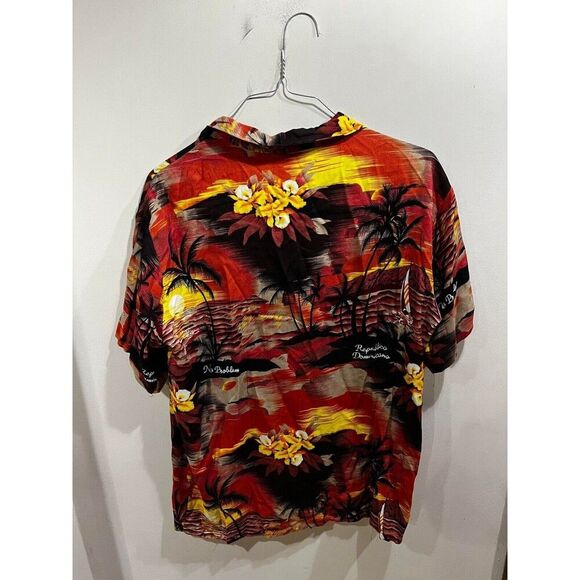 Aremar Hawaiian Shirt Mens Large Dominicana Republic Sunset Palm Trees Vintage - Picture 4 of 6